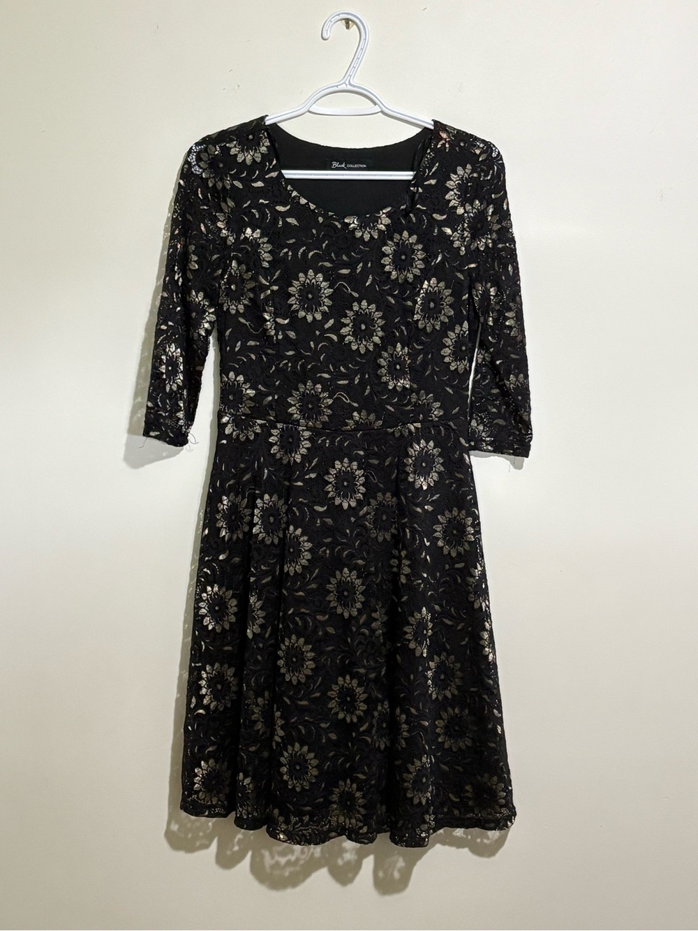 Black Floral Lace Fit & Flare Dress - Black Label